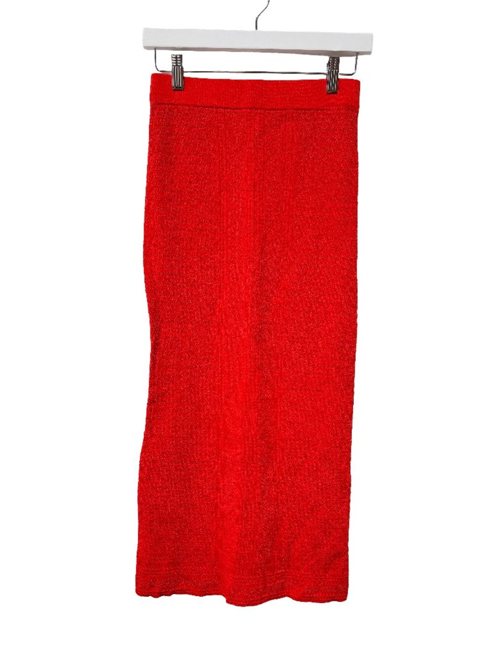 House of Harlow Fitted Pencil Skirt Midi Red Knit Knitted